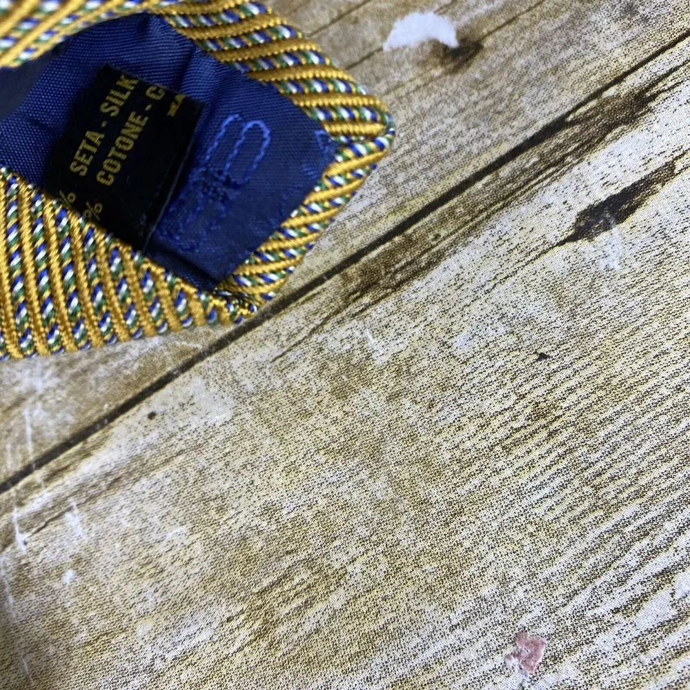 Balenciaga‎ Pour Homme Neck Tie Gold Stripe Silk Cotton Blend Italy